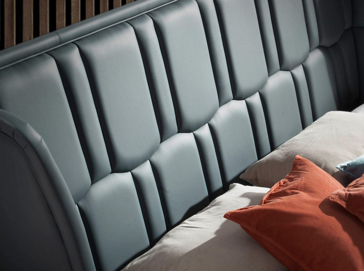 BETT Grau Stahl 227/235/107 cm - Edelstahlfarben/Grau, Leder (180/200cm) - ANGEL CERDA