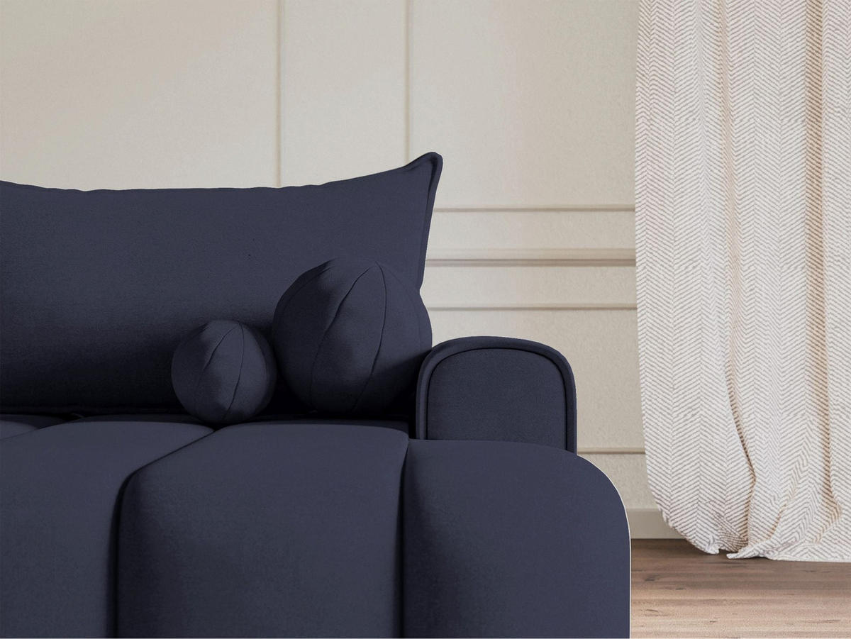 ECKSOFA Dandelino Marineblau mit Samtbezug, rechts - Schwarz/Dunkelblau, Kunststoff/Textil (172/271cm) - Selsey