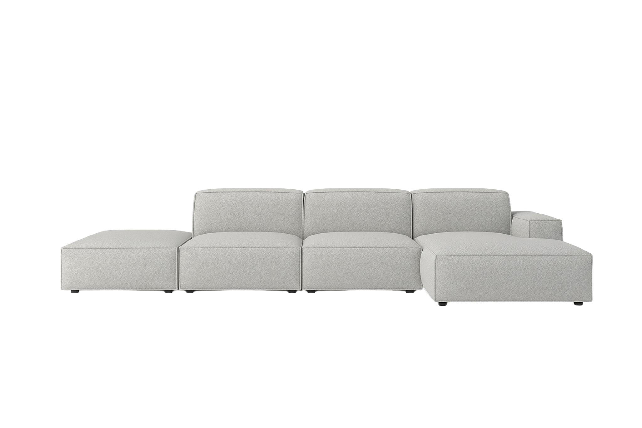 ECKSOFA Cursal L-Form, Stoff Artico, Cement + Hocker, Rechts - Grau, Holz (341/166cm) - Kaiser Möbel