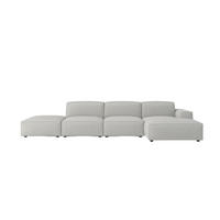 ECKSOFA Cursal L-Form, Stoff Artico, Cement + Hocker, Rechts - Grau, Holz (341/166cm) - Kaiser Möbel