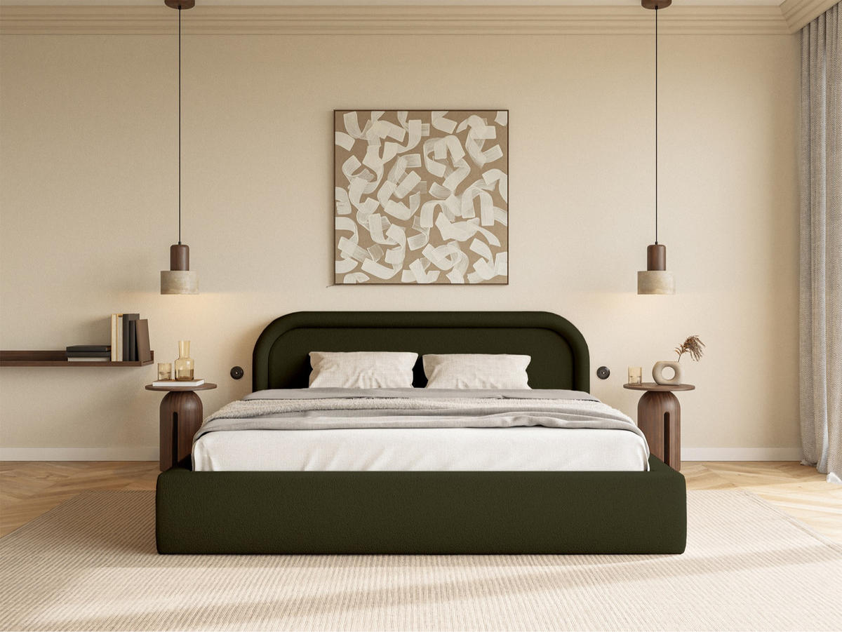 POLSTERBETT Ruvi Olivgrün 140x200 cm - Schwarz/Olivgrün, Kunststoff/Textil (140/200cm) - Selsey