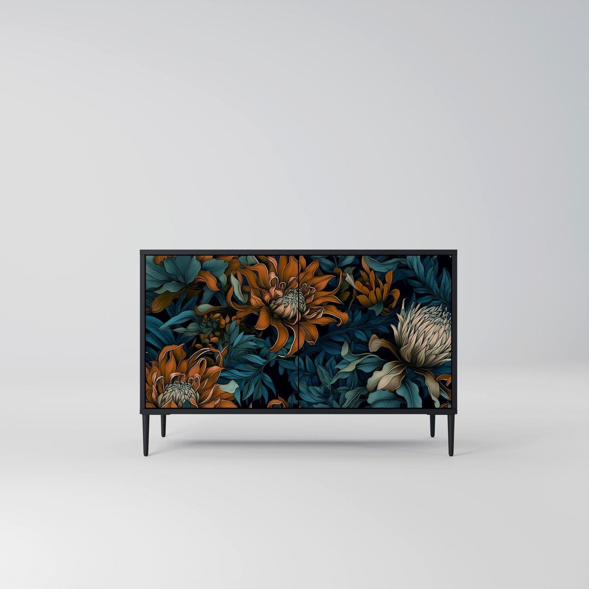 SIDEBOARD MORNING BLOOM, Eicheneffekt, 111x42x77,5 cm, 2 Türen - Eichefarben/Buchefarben, Holzwerkstoff/Buchenholz (111/77.5/42cm) - SpaceRebels