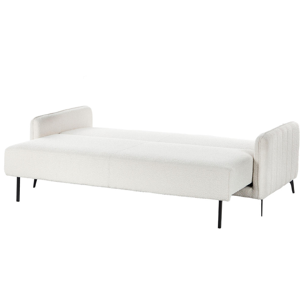 ROZKLÁDACÍ POHOVKA 3-místná Bouclé Krémově bílá Heming - krémová, textil (200/88/90cm) - Beliani