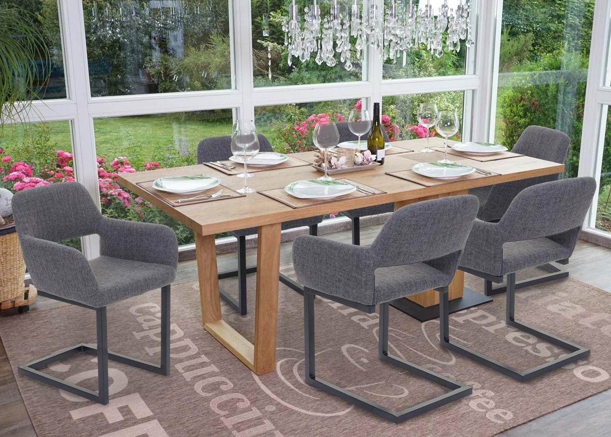 ESSZIMMERSTUHL Anthrazit 6er-Set - Anthrazit, Textil (58/80/55cm) - MCW