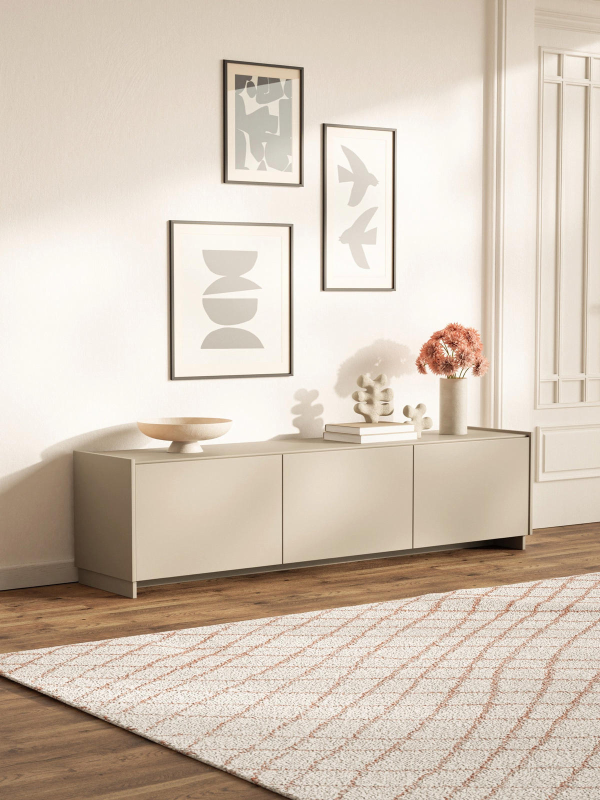 TV-LOWBOARD Magro 2-türig hängend oder stehend, Kaschmirgrau, 180 cm - Taupe, Holzwerkstoff (180/46.2/39cm) - Selsey