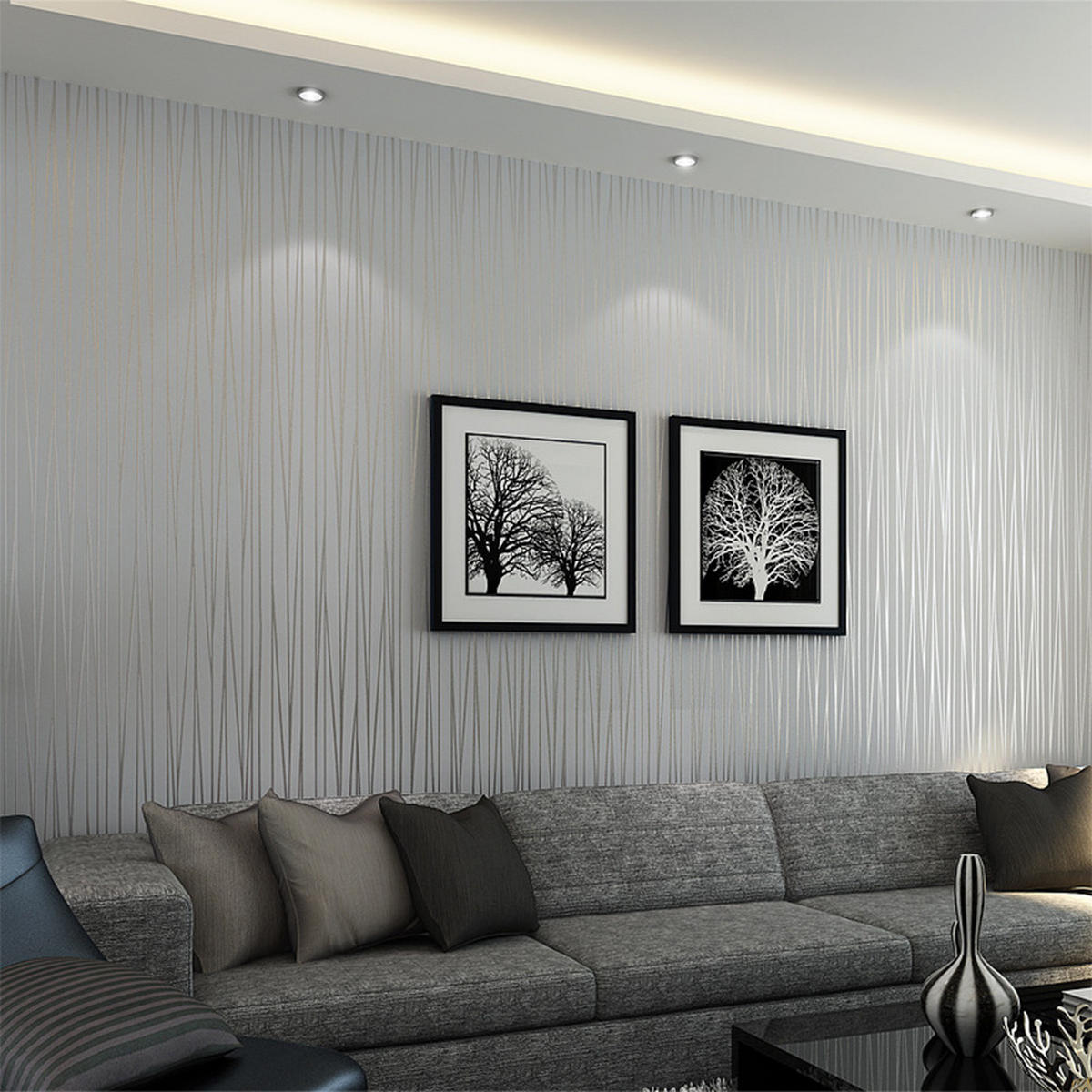 VLIESTAPETE 5m²/950 x 53 cm Silbergrau - Silberfarben, Naturmaterialien (950/53cm) - Livingandhome