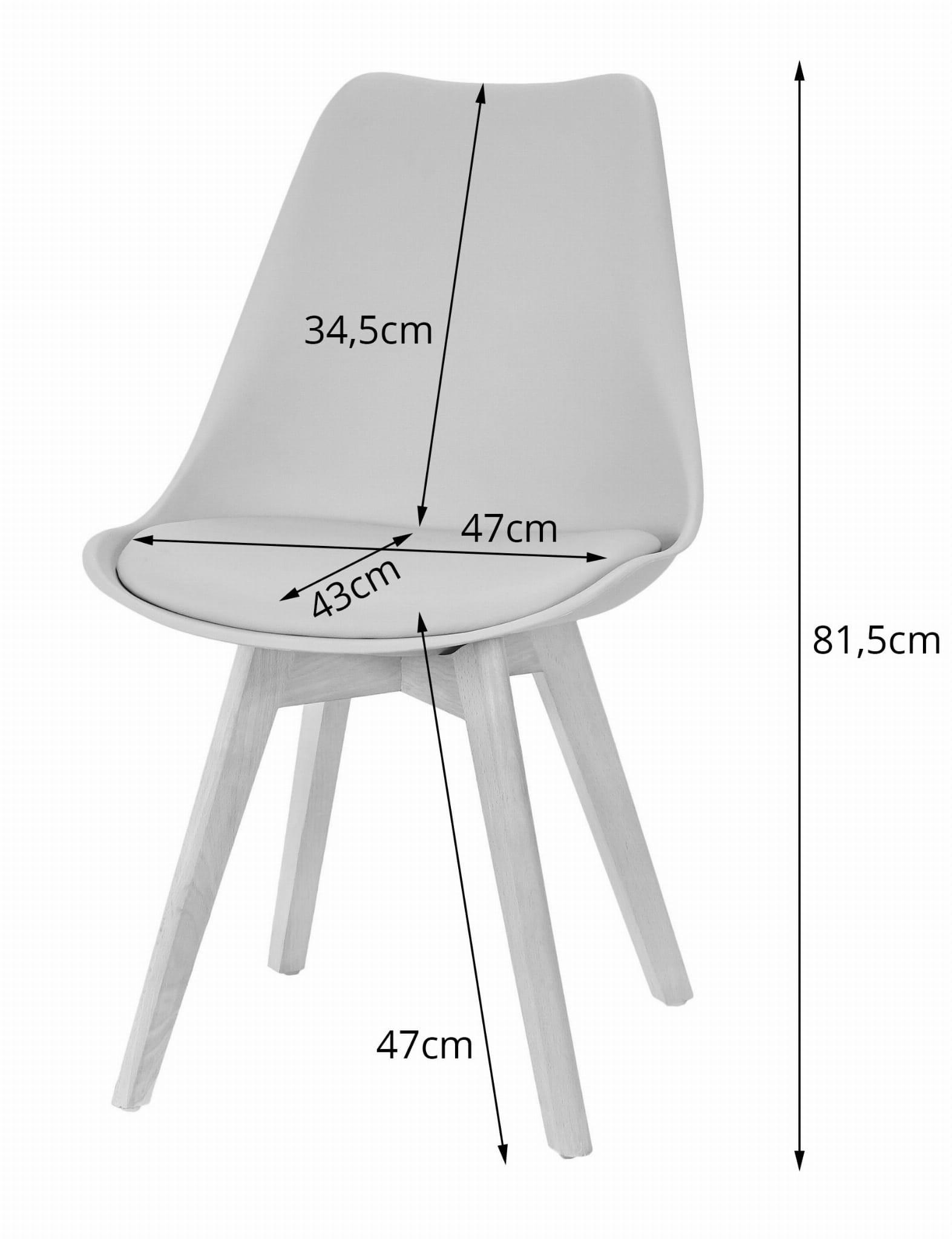 STUHL DOZZA 1 Stück, Grau Kissen aus Kunstleder - Hellgrau, Holz/Kunststoff (49/82/43cm) - Komodee