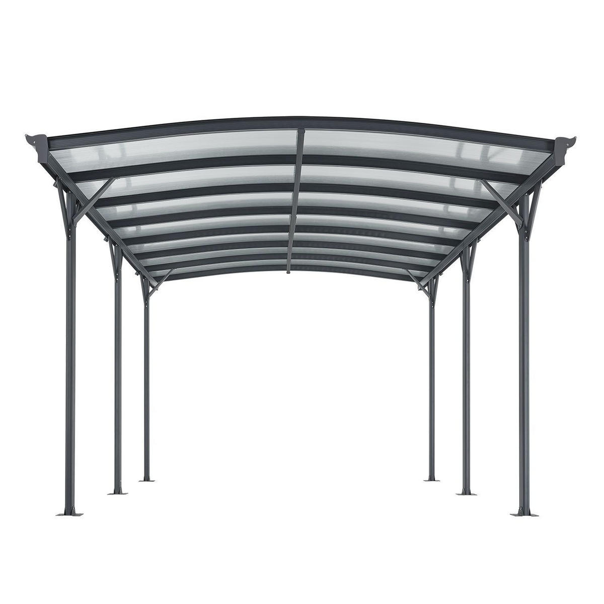 CARPORT mit Bogendach 5x3 m dunkelgrau - Dunkelgrau, Metall (302/233/505cm) - Juskys