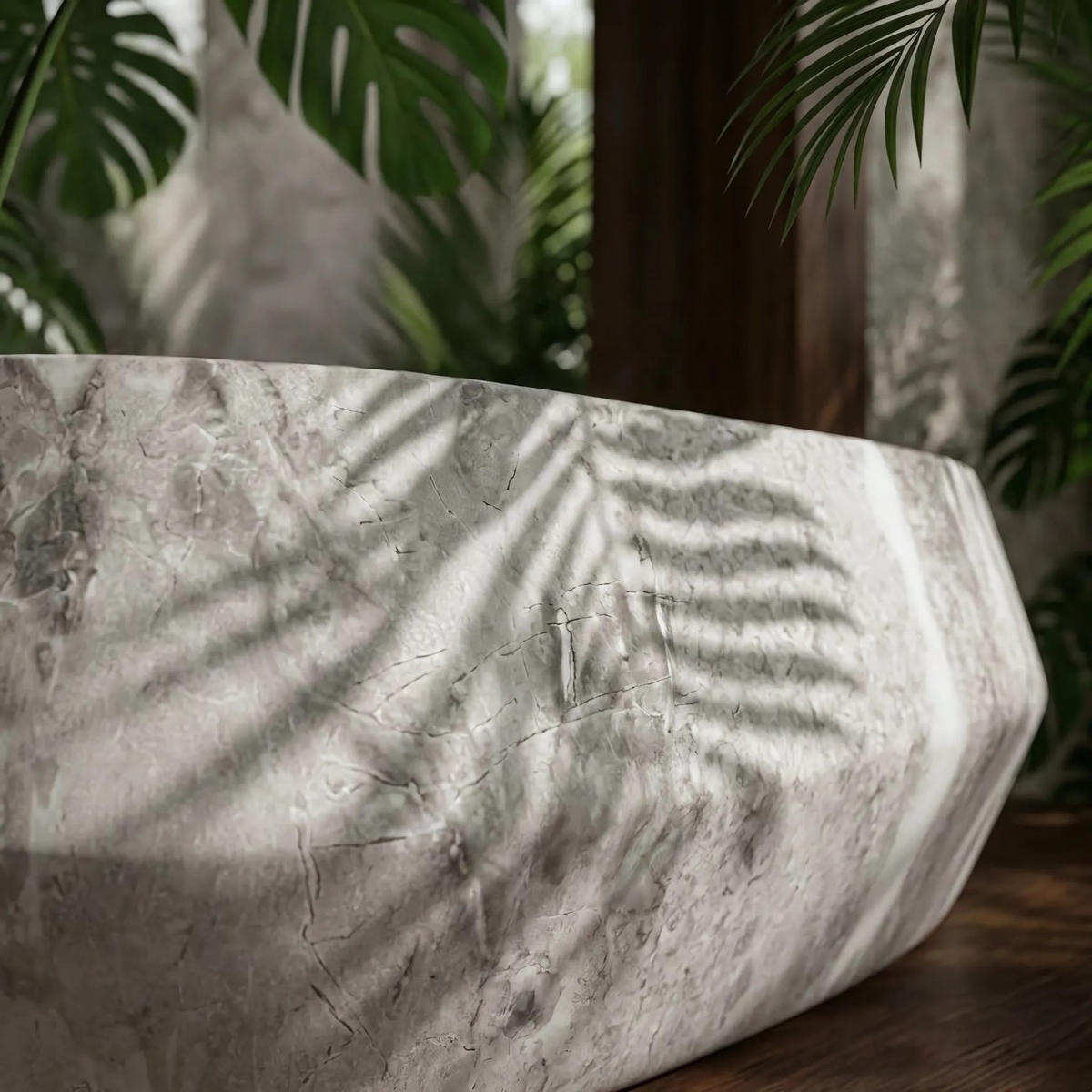AUFSATZWASCHBECKEN Rea Zoe Rock - Grau, Kunststoff (35.5/17/55cm) - REA