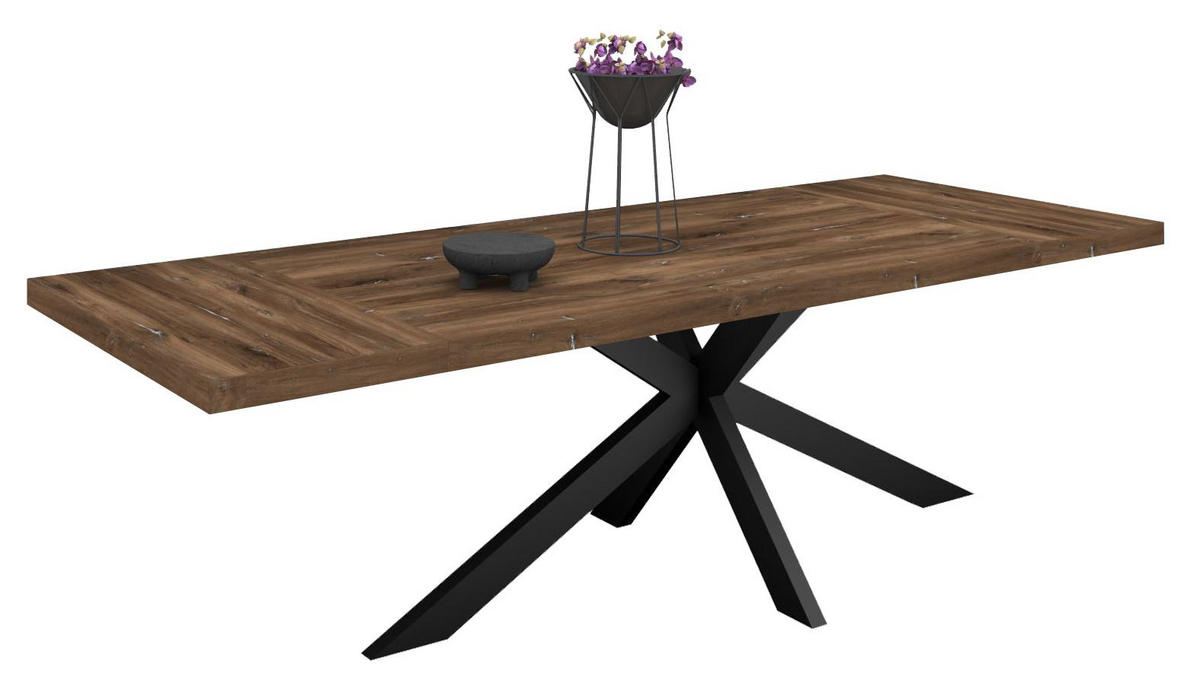 ESSTISCH Elgin 2 210-310x80x100 Metall+Holzwerkstoff Schwarz/Zinneiche - Mooreichefarben/Schwarz, Holzwerkstoff (210/100/80cm) - 58aufmkessel