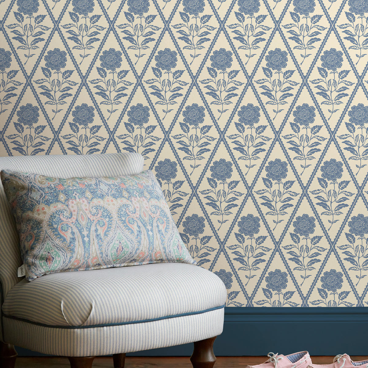 VLIESTAPETE Juliette Blumig 1000x52cm - Blau/Beige, Papier/Kunststoff (52/1000cm) - Joules