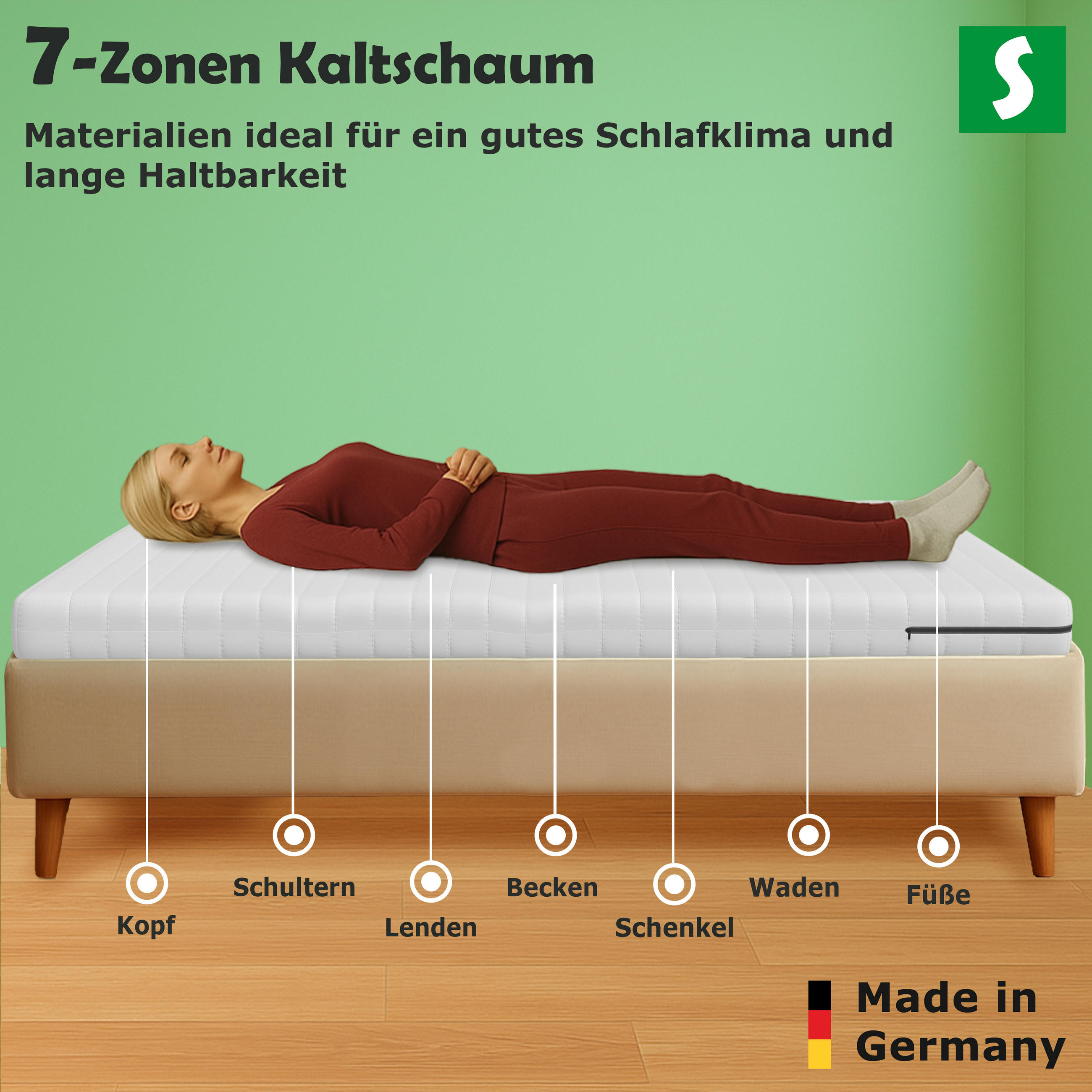 Thumbnail - Schlaftroll Kaltschaummatratze, Weiß, Textil, H2 + H3, Rechteckig, 90x190 cm, Oeko-Tex® Standard 100, aktive Schulterzon...