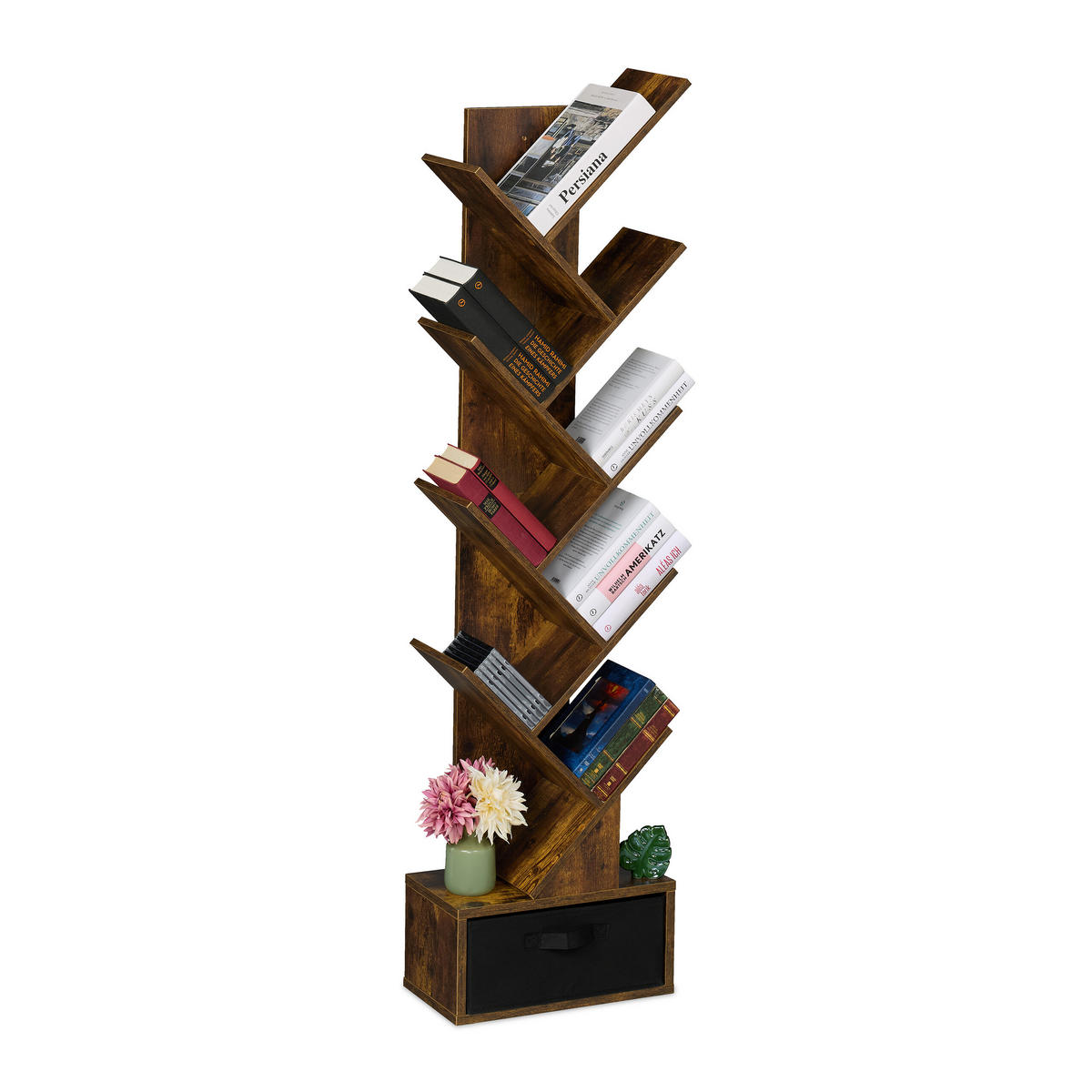 BÜCHERREGAL - Braun, Holzwerkstoff/Wellpappe (38/146/22cm) - Relaxdays