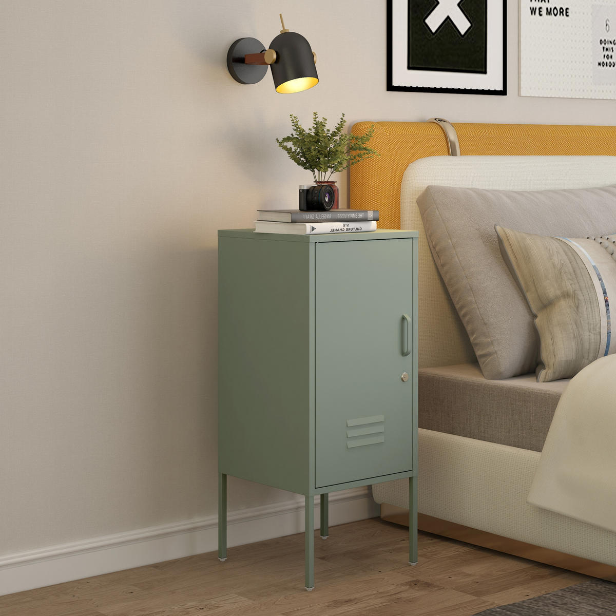 NACHTTISCH Hausjärvi - Mintgrün, Metall (35/82/35cm) - [en.casa]