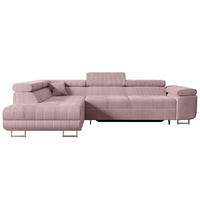 ECKSOFA mit Schlaffunktion und Bettkasten GUSA-L 272x202x107 cm Rosa Cord - Silberfarben/Rosa, Holzwerkstoff/Textil (202/272cm) - ALTDECOR