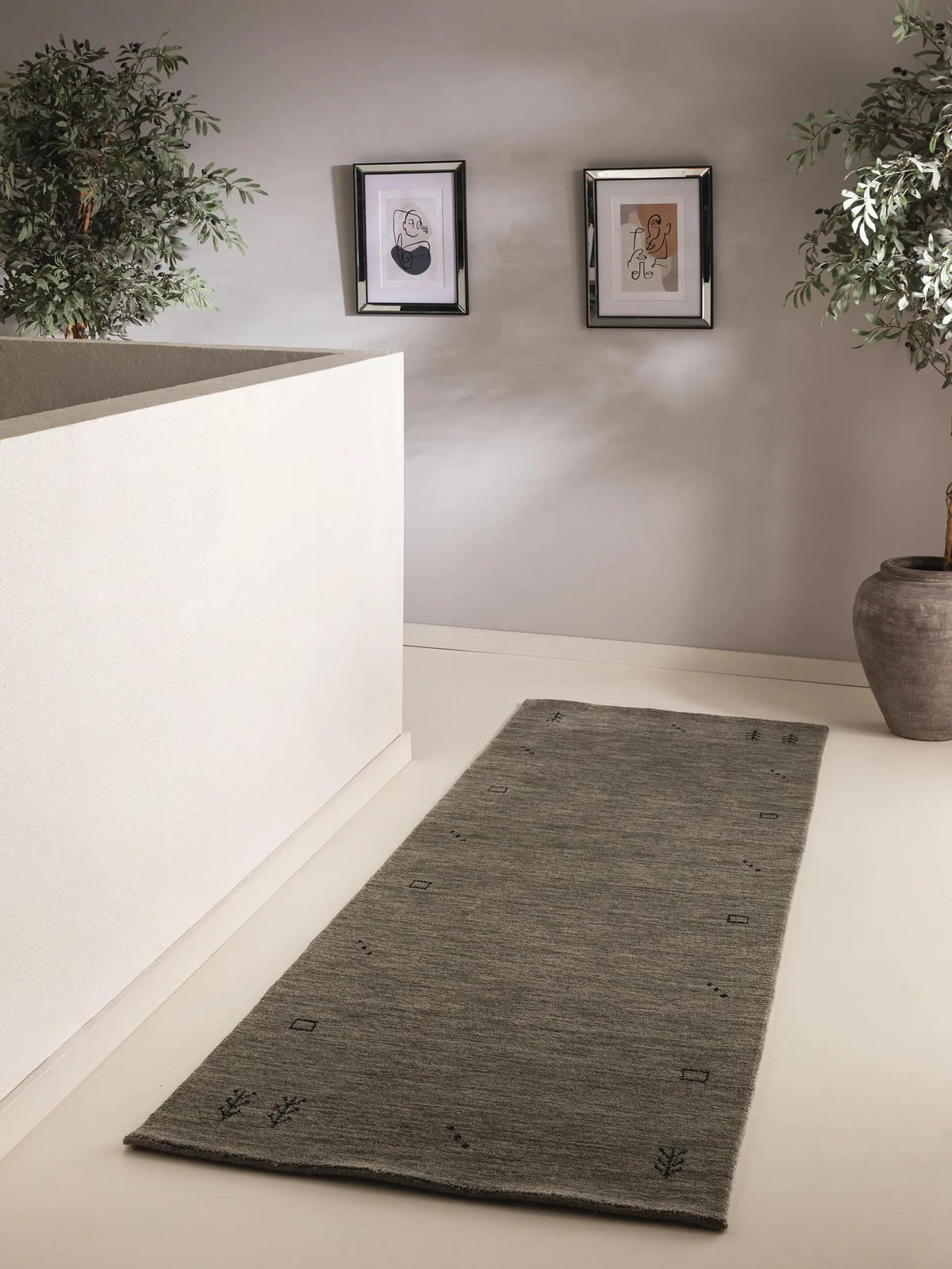 WOLLTEPPICH-LÄUFER Jamal Grau 80x250 cm - Grau, Textil (80/250cm) - benuta Nest