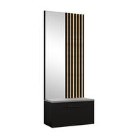 GARDEROBENSCHRANK Rosanno II Schwarz 80,6/204/40 cm – Modern, mit Spiegel und Kleiderhaken - Schwarz, Holzwerkstoff/Kunststoff (80.7/204/40cm) - AX Living
