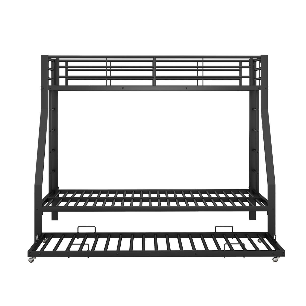 ETAGENBETT aus Metall 90/140x200 cm in Schwarz mit Ausziehbett - Schwarz, Metall (90/190cm) - Modfu