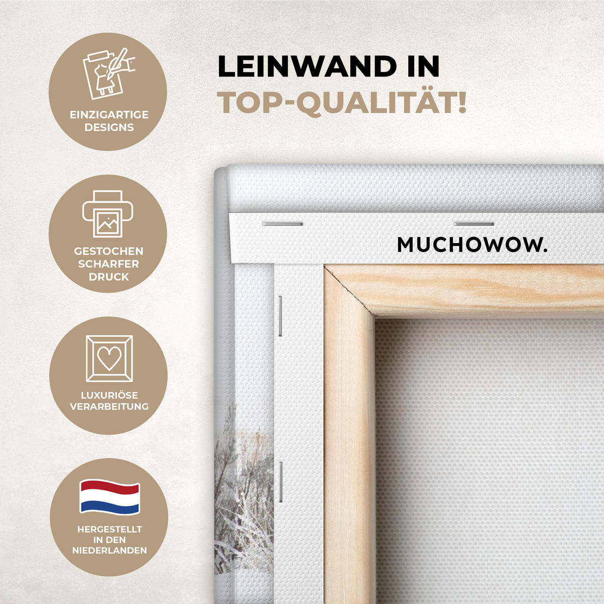 LEINWANDBILD Hirsche - Winter - Schnee - Tiere - Jahreszeiten - Weiß 30x20 cm - Hellbraun, Textil (30/20cm) - MuchoWow