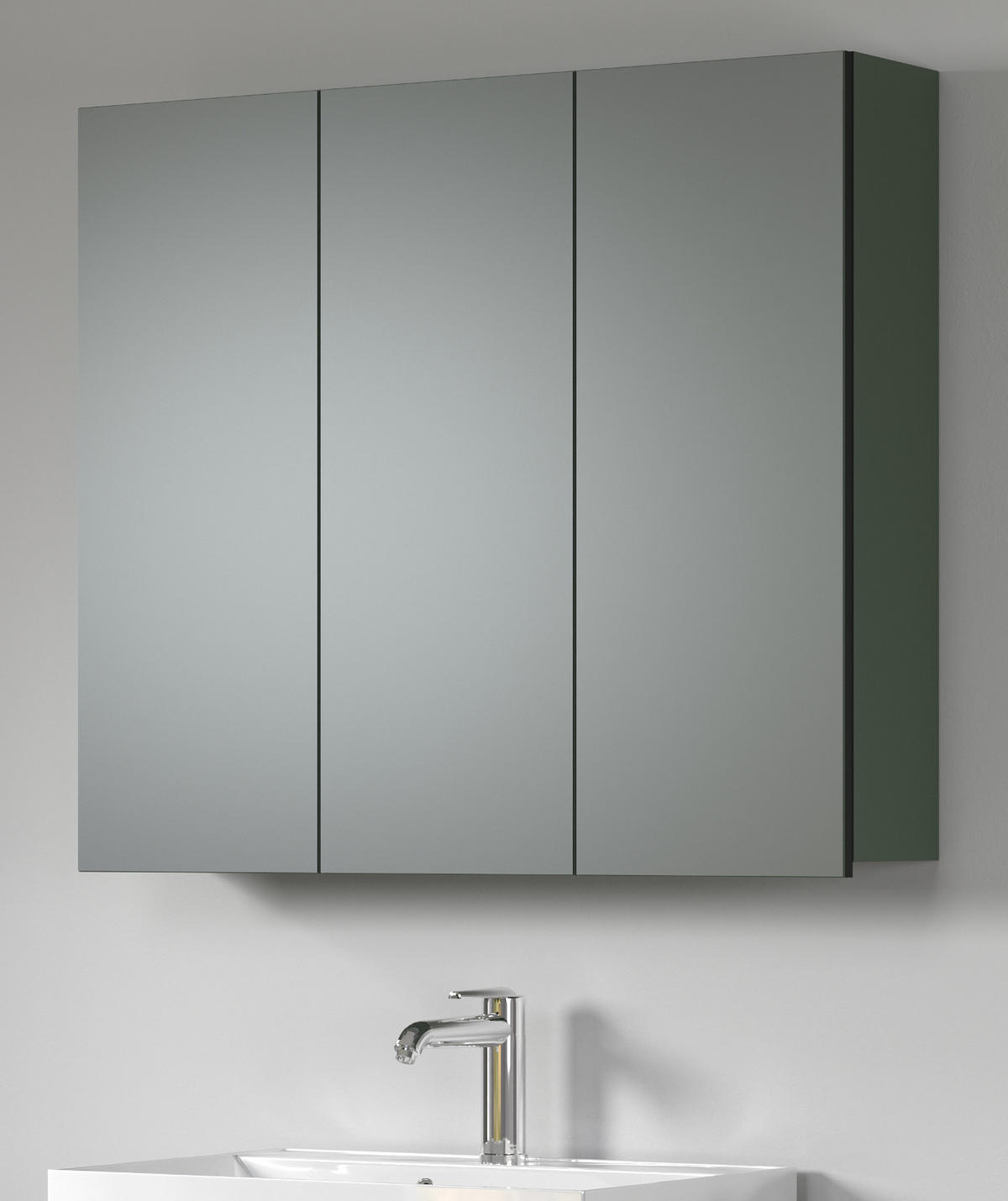 SPIEGELSCHRANK grün 90 cm, Badschrank 3-türig - Klar/Grün, Glas/Holzwerkstoff (90/80/20cm) - Top.Furn