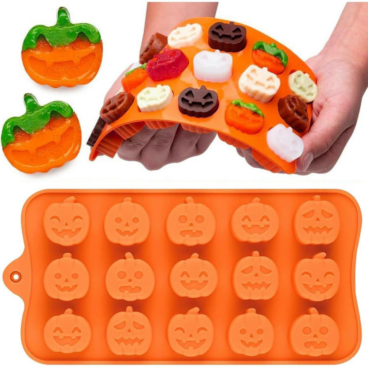 BACKFORM 2-teiliges Set Halloween Kürbis Geist - Orange, Kunststoff