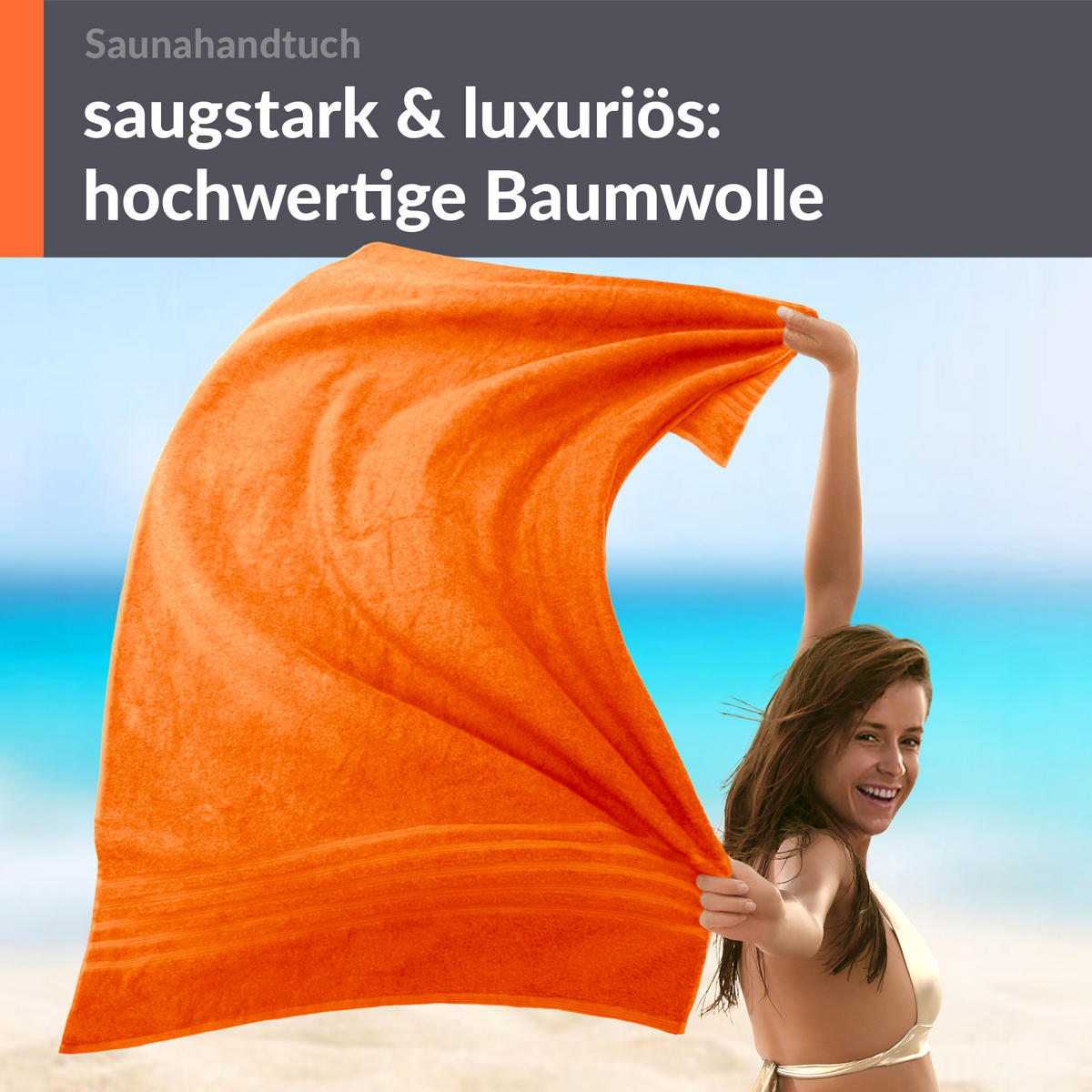 SAUNATUCH London Clementinen Orange 80x220 cm - Orange, Textil (80/220cm) - Lashuma