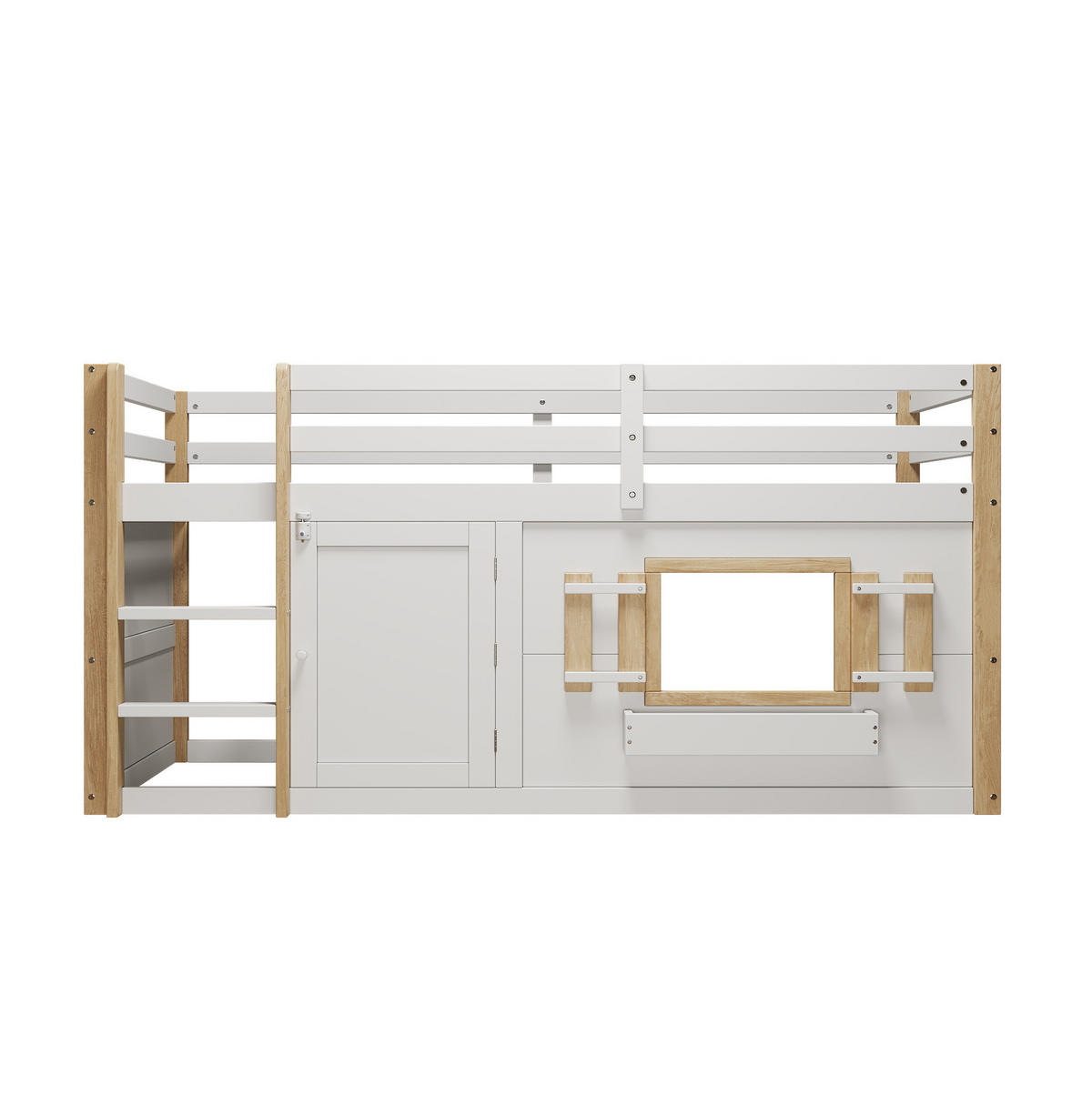HOCHBETT 90/200 cm mit Leiter und Spielfläche, Weiß - Weiß, Holzwerkstoff (90/200cm) - Redom