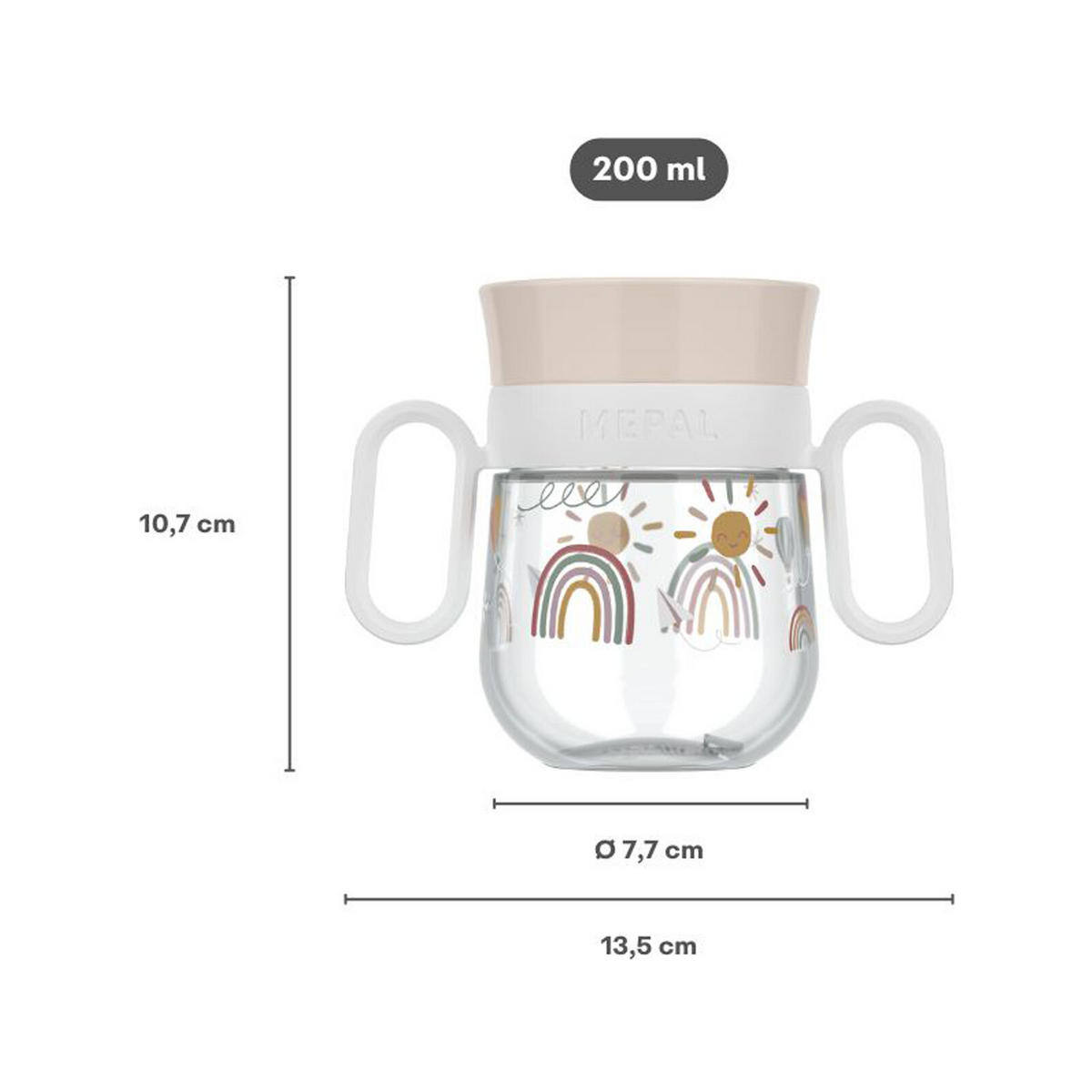 360° TRINKLERNBECHER Mio (2025) Forest Friends 200 ml - Weiß/Hellblau, Kunststoff (0.2L) - Mepal