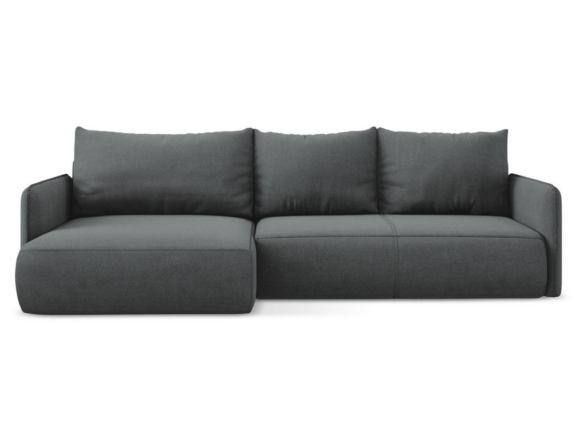 ECKSOFA mit Schlaffunktion Strukturstoff Stoff Grau - Schwarz/Grau, Kunststoff/Textil (148/240cm) - Makamii