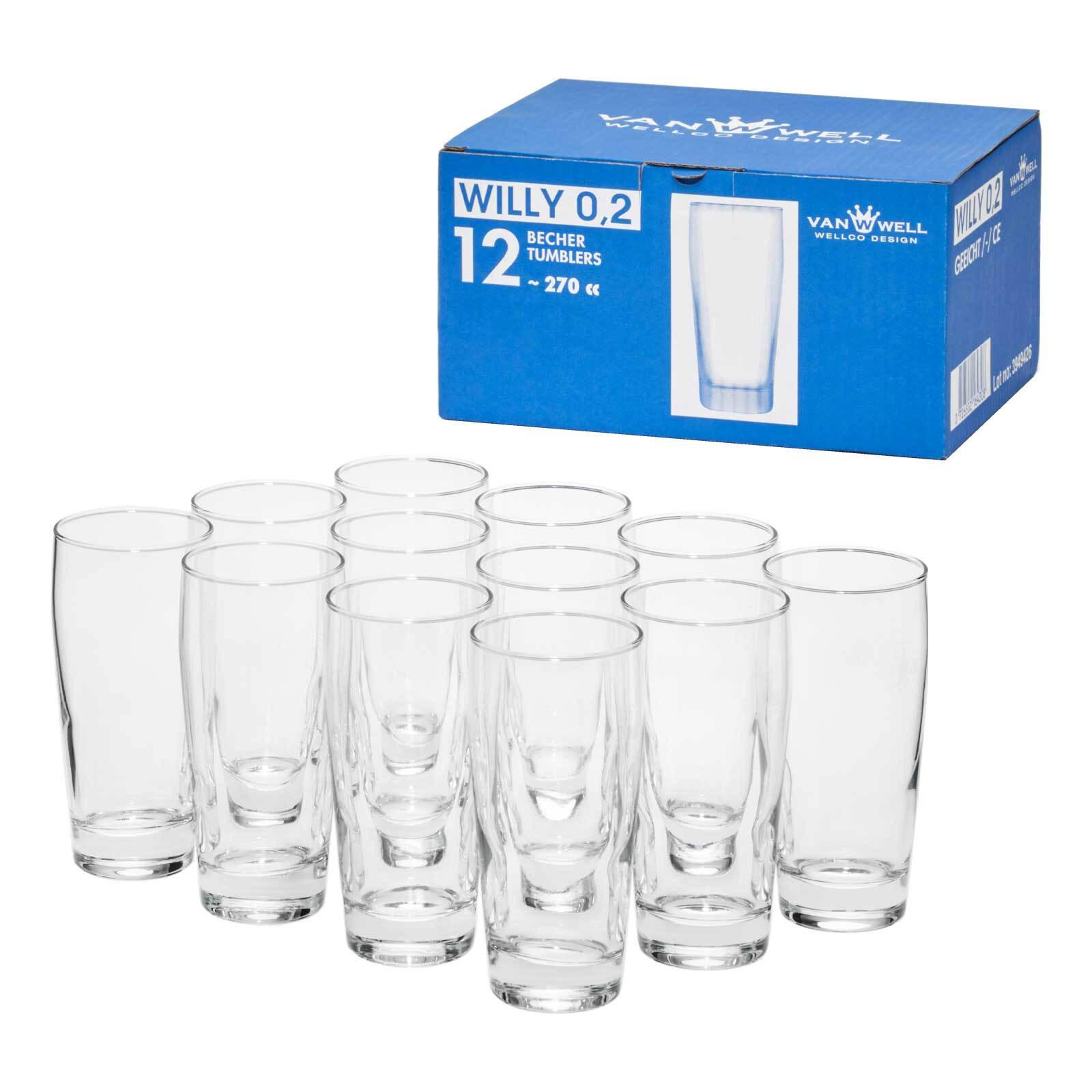 WILLI BECHER GEEICHT transparent 0,2 l 12er Set - Transparent, Glas (0.2L) - Van Well