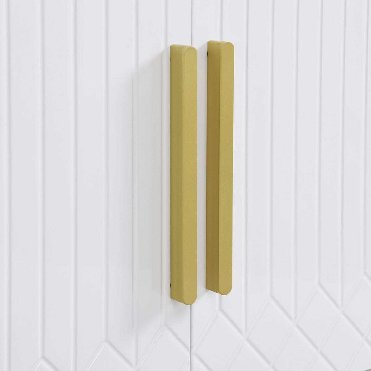 LOWBOARD 170/40/53.5 cm Weiß/Gold aus MDF in Hochglanzoptik mit 4 Türen und 2 Schubladen - Weiß, Holzwerkstoff (40/53.5/170cm) - OKMYHOME