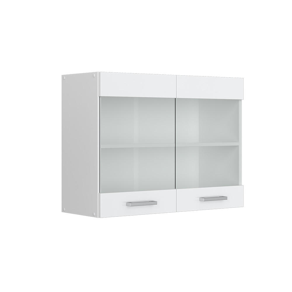 Vicco SKLENĚNÁ KUCHYŇSKÁ SKŘÍŇKA R-Line Bílá vysoký lesk 80 cm
