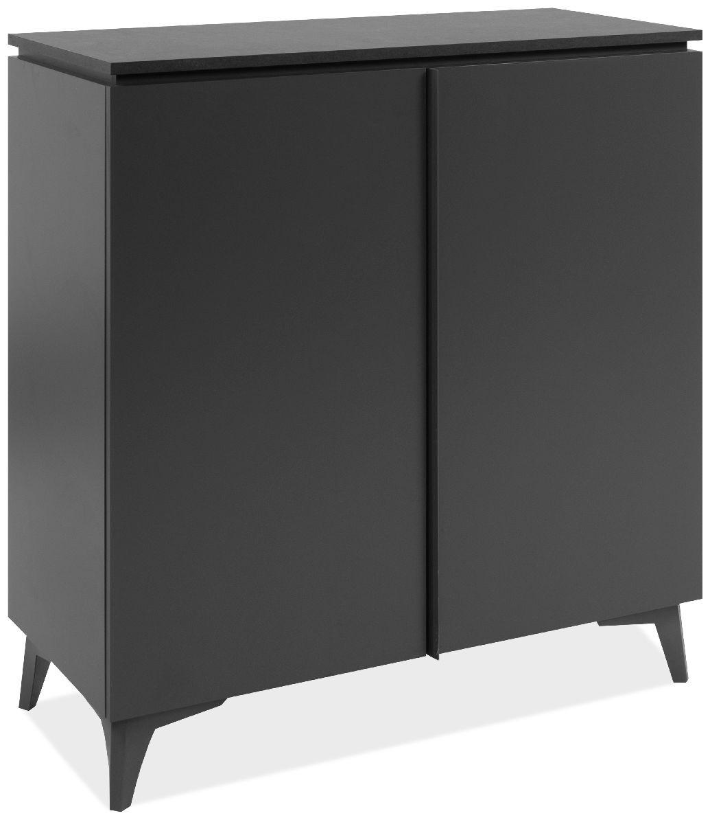SIDEBOARD 2 Türen L88 cm - BERTRIX - Schwarz, Holzwerkstoff (88/92/40cm) - Finori GmbH