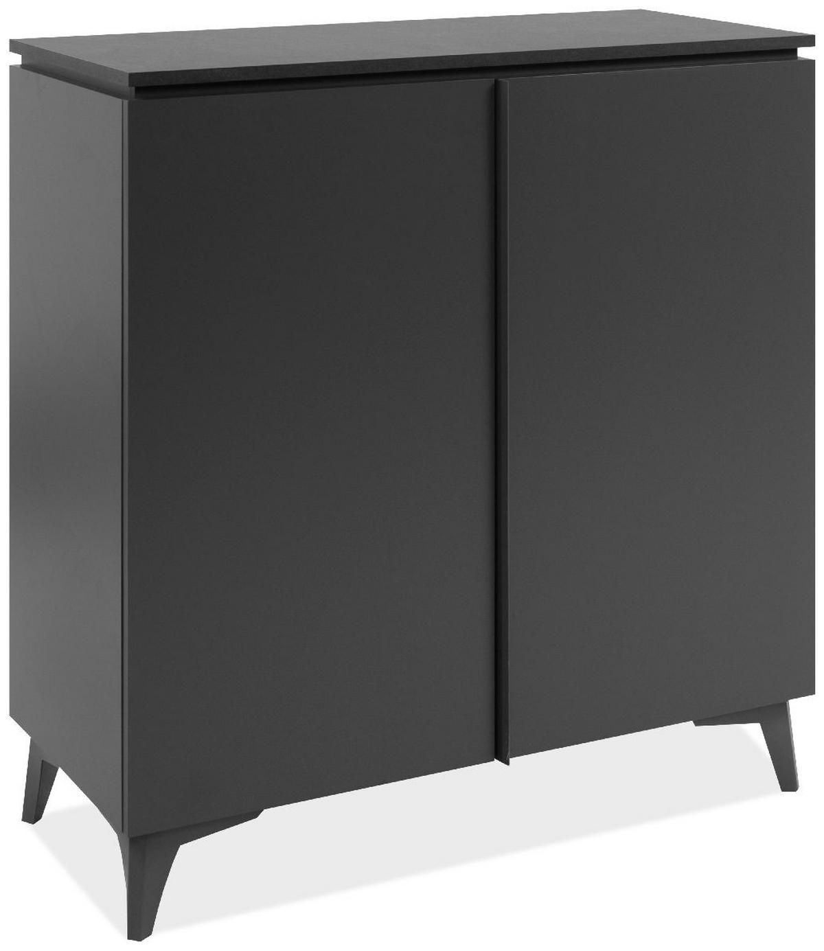 SIDEBOARD 2 Türen L88 cm - BERTRIX - Schwarz, Holzwerkstoff (88/92/40cm) - Finori GmbH
