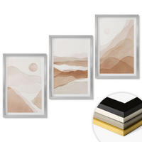 WANDBILDER 3er Set - 40x60 cm Silberner Rahmen - Abstrakte braune Landschaften - Silberfarben, Kunststoff (40/60cm) - ArtPrintCave