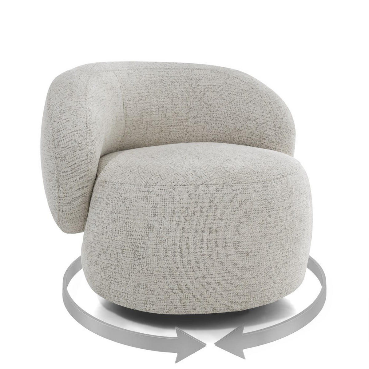 SESSEL Mao, Drehsessel mit runder Form, Beige, Chenille-Stoff - Beige, Textil (99/82/91cm) - Beautysofa