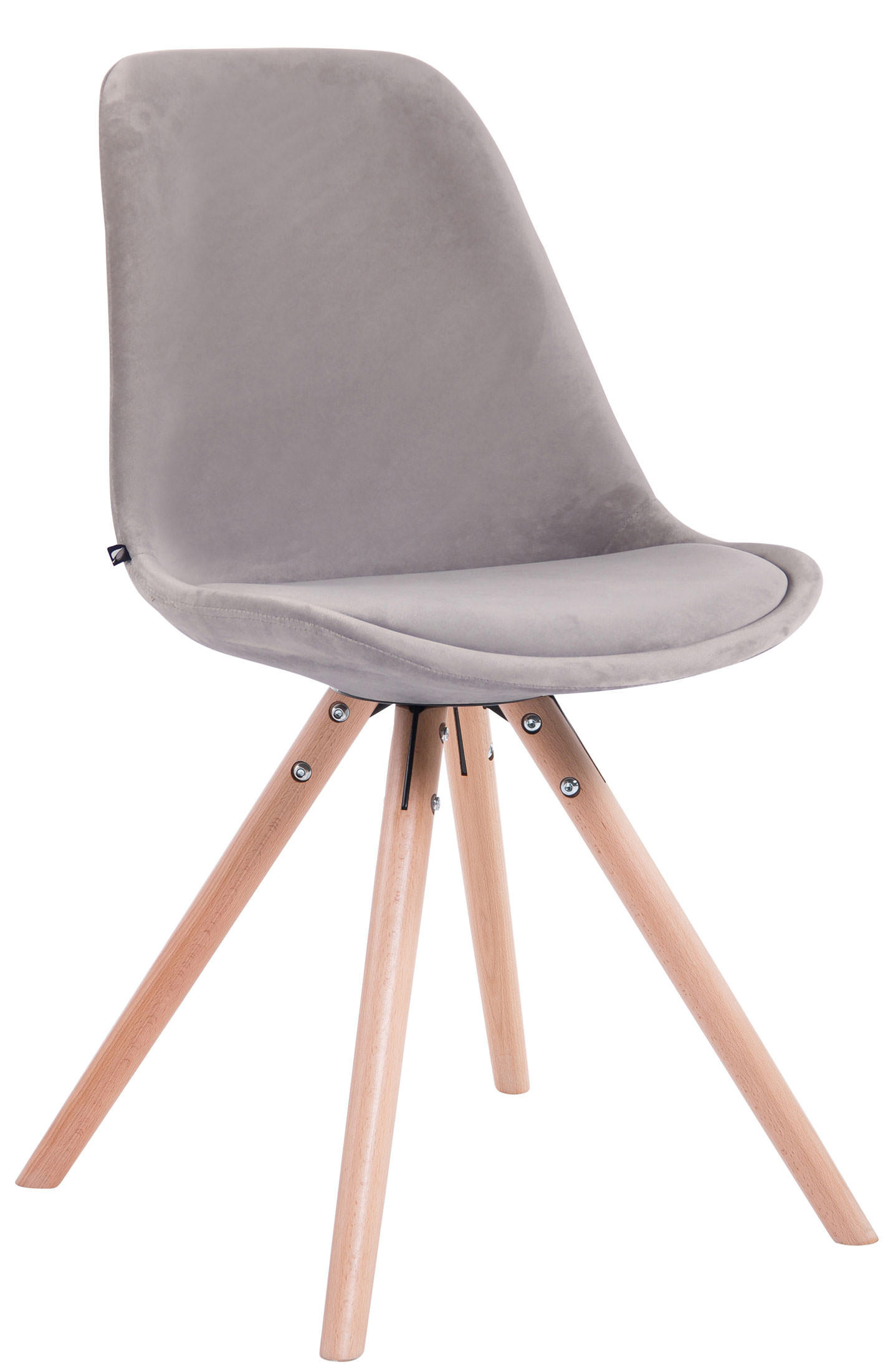 BESUCHERSTUHL Toulon Samt, Gestell Buchenholz Natura rund Grau - Naturfarben/Grau, Holz/Buchenholz (48/83/56cm) - TPFLiving