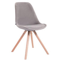 BESUCHERSTUHL Toulon Samt, Gestell Buchenholz Natura rund Grau - Naturfarben/Grau, Holz/Buchenholz (48/83/56cm) - TPFLiving