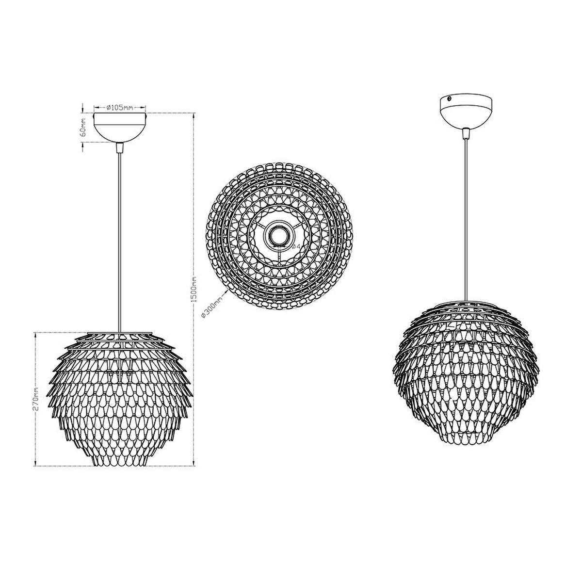 LED HÄNGELEUCHTE Kugel Chrom Silber - Silberfarben, Metall (6/12/150cm)