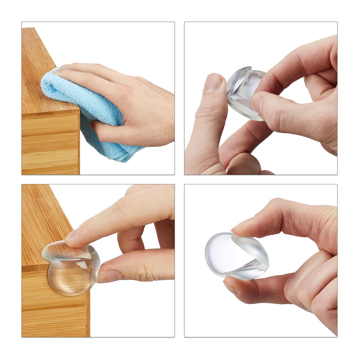 ECKENSCHUTZ Transparent 12er-Set PVC selbstklebend 3x3,5 cm - Transparent, Kunststoff (3.5/3.5cm) - Relaxdays