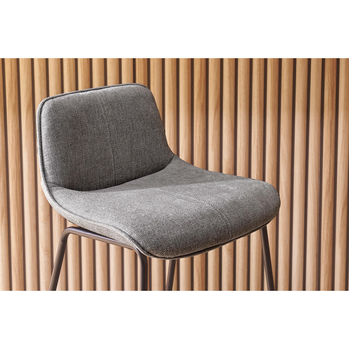 BARHOCKER Grauer Stoff Samteffekt Metall H65 cm 2er-Set BOOST - Grau, Textil (45/82.5/49.5cm) - Miliboo