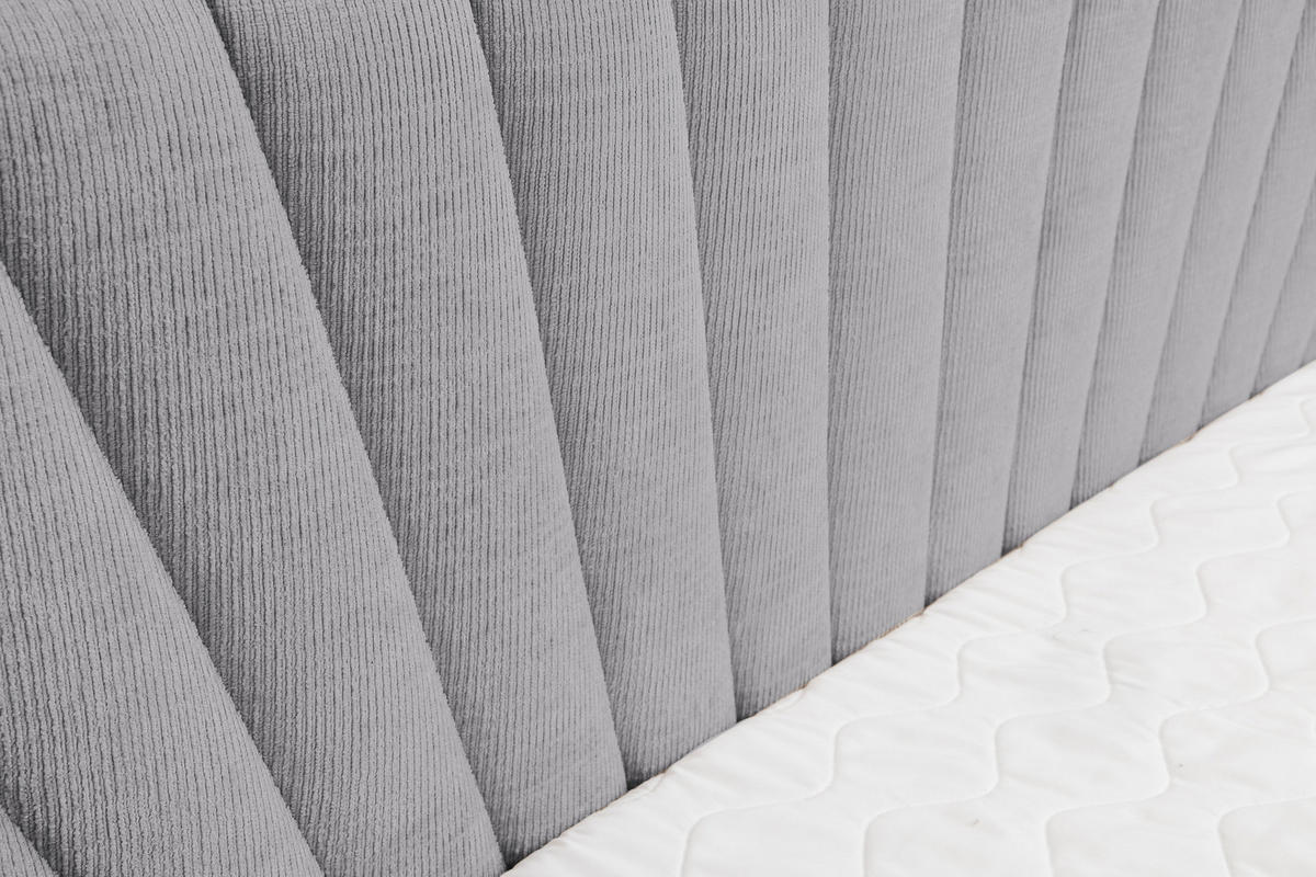 BOXBETT Cimone mit 2 Bettkästen, Maße: 140x200 cm, Farbe: Grau, Velourstoff, mit Bonell-Matratze inkl. Topper - Grau, Holz/Kunststoff (140/200cm) - VENASI MÖBEL