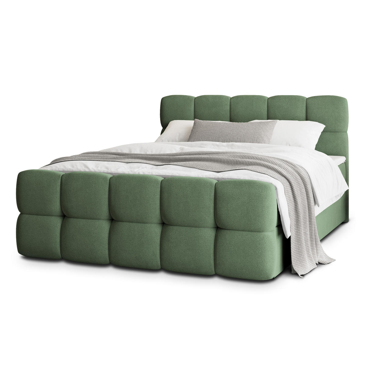 POSTEL BOXSPRING BRUME 160x200 cm, s matrací a úložným prostorem, zelená barva - zelená barva, kompozitní dřevo/textil (160/200cm) - MASSENO