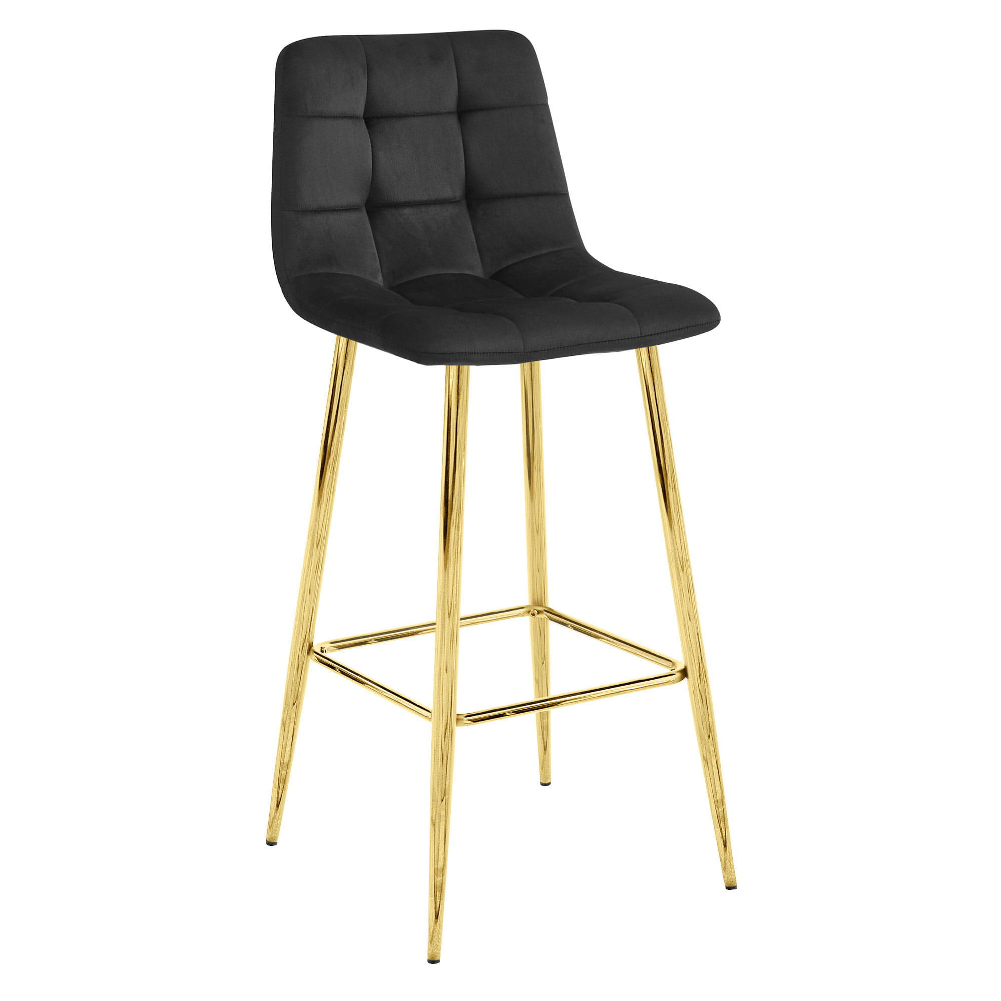 BARHOCKER Schwarz 43,5x49 cm ARCETO Metallbeine Gold Fußstütze - Schwarz, Metall (43.5/55/49cm)