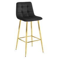 BARHOCKER Schwarz 43,5x49 cm ARCETO Metallbeine Gold Fußstütze - Schwarz, Metall (43.5/55/49cm)