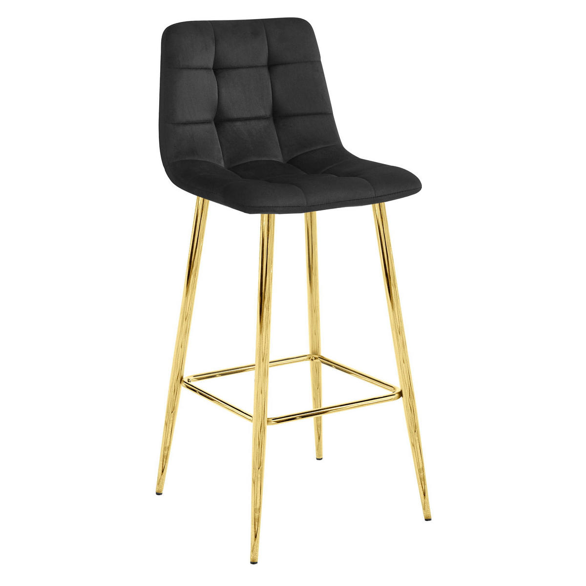 BARHOCKER 4-er Set TEOTO schwarzer Sitz, Goldbasis - Schwarz, Textil (43.5/104/32.5cm) - Valora