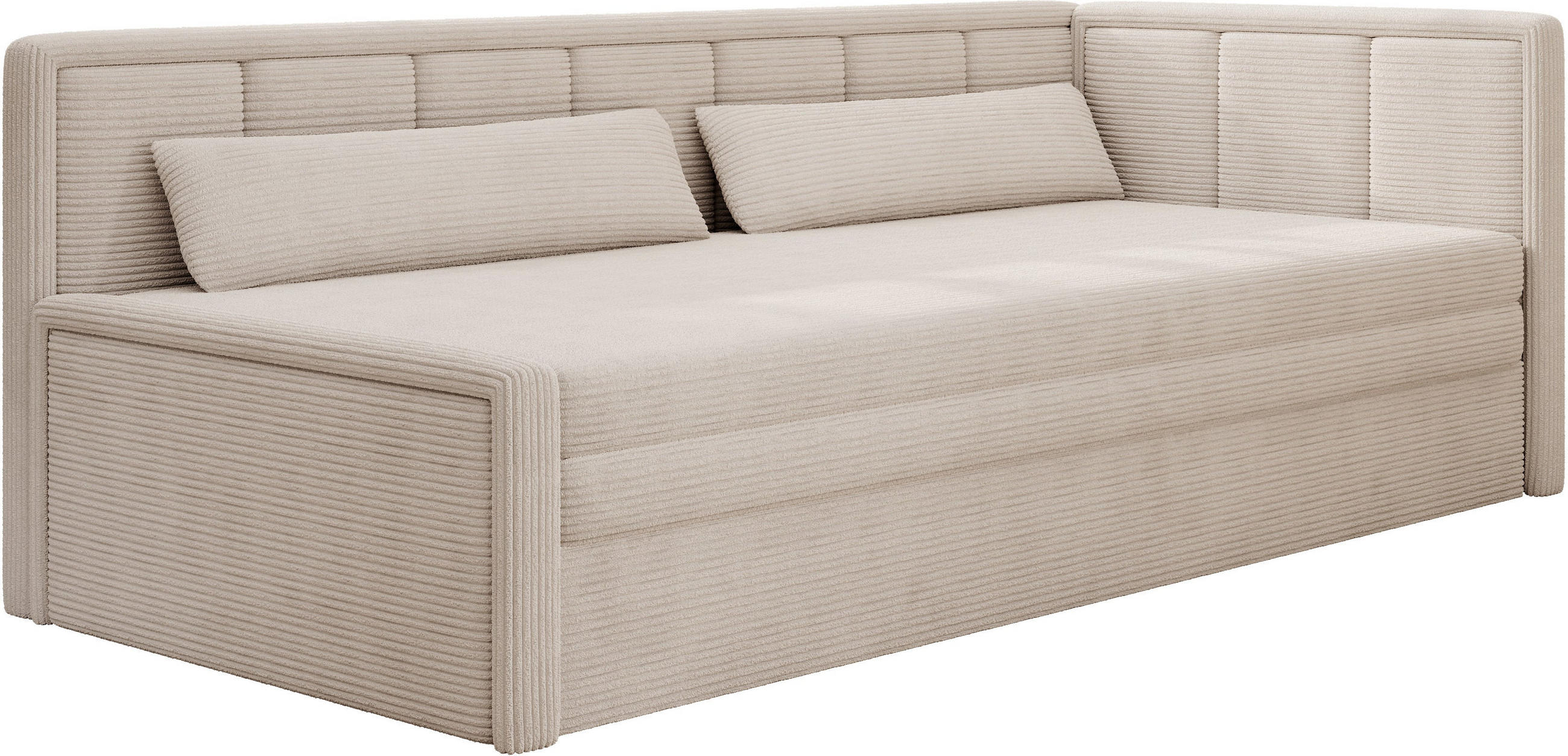 SCHLAFSOFA FULGEO mit Schlaffunktion & Bettkasten – Modernes 3-Sitzer Sofa, Liegefläche 200 x 150 cm - Beige, Kunststoff (214/82/77cm) - Wohnideebilder