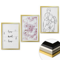 WANDBILDER 3er Set - 40x60 cm Goldrahmen - Blumenfamilie minimalistisch - Goldfarben, Kunststoff (40/60cm) - ArtPrintCave