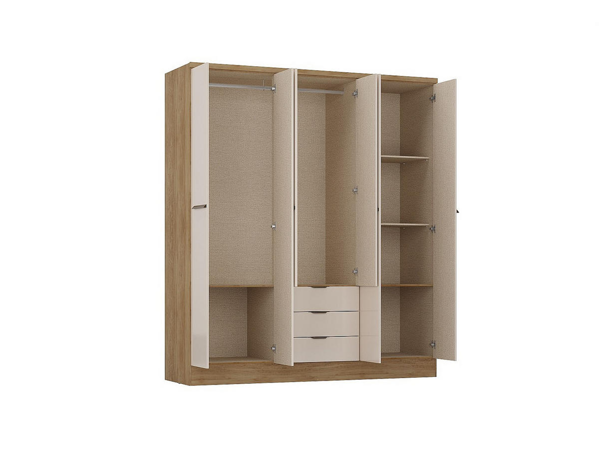 KLEIDERSCHRANK - 180 cm x 46.5 cm - Holz, Platte - Beige, Naturfarben Hell PEROLI - Beige/Naturfarben, Holz (180/206/46.5cm) - Vente-Unique