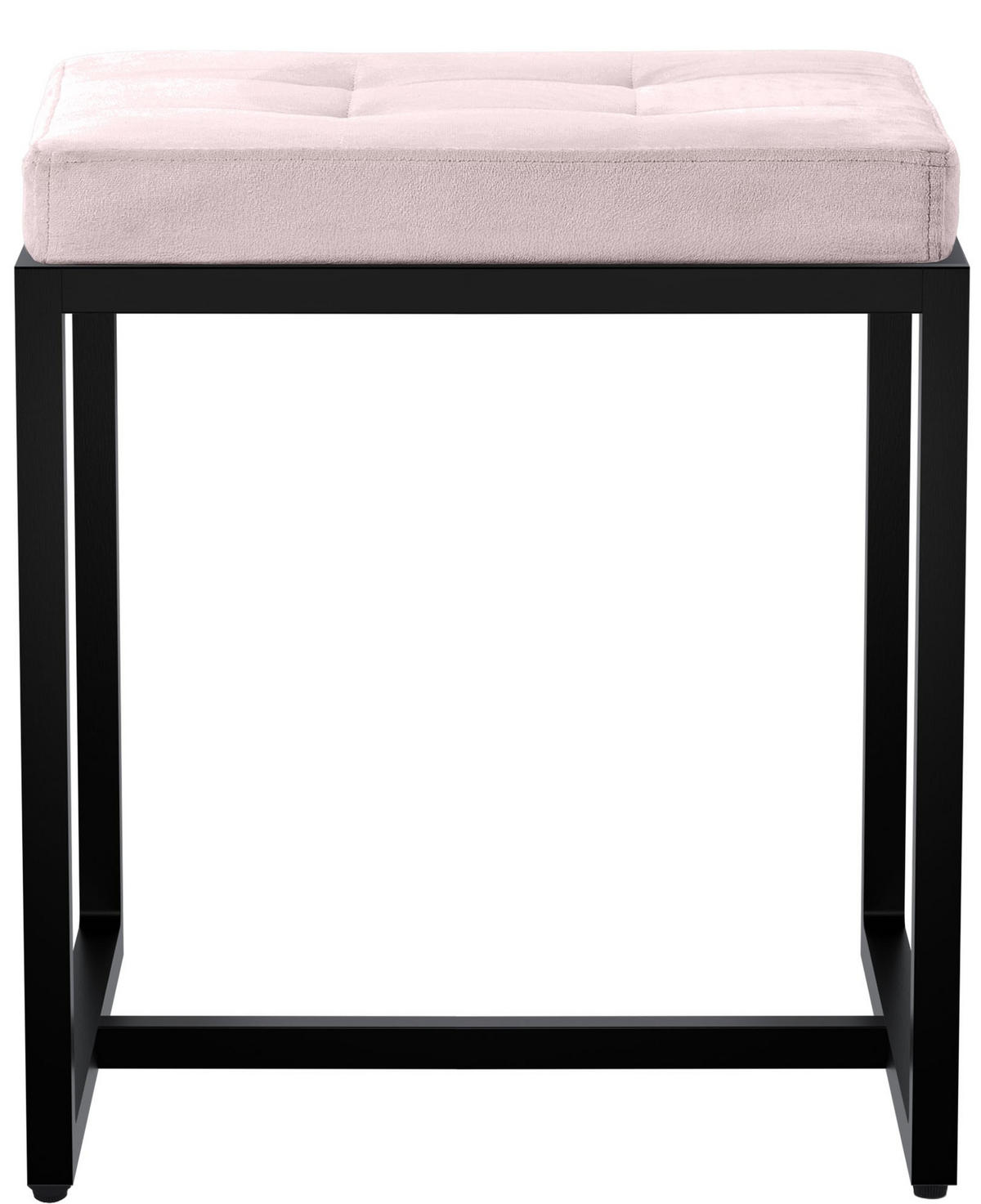 SITZWÜRFEL eckig 40/40/48 cm Samt hellgrau - Hellgrau/Schwarz, Textil/Metall (40/48/40cm) - CLP